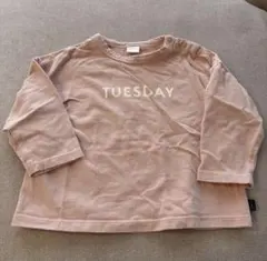 テータテート TUESDAY 火曜日 プリント 長袖Tシャツ ピンク 90
