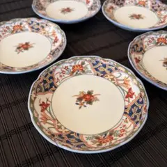 【未使用品】有田焼 金彩古伊万里 染錦 草花文 小皿 銘々皿 取り皿 5枚