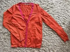 UNIQLO オレンジ ピンク Vネック カーディガン Lサイズ