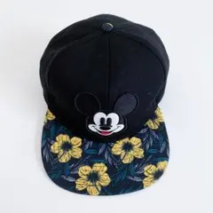 海外古着 ディズニーミッキー 刺繍 プリント トラッカーキャップ 帽子 ブラック