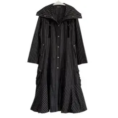 00s y2k ストライプ ウール 変形 ロングコート ダーク グランジ コア