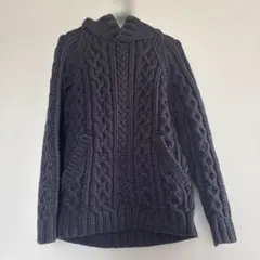 90s HYSTERIC GLAMOUR ニットパーカー　厚手フーディ　茄子紺