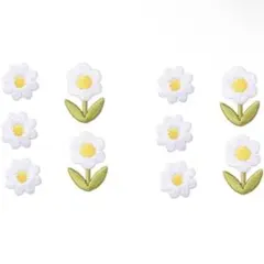 花　白　ワッペン アイロン アップリケ 小さい 刺繍