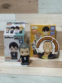 ハイキューパペマス田中龍之介フィギュア＆カラパレ制服缶バッジセット【新品】