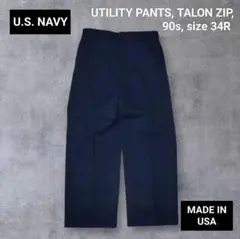 極美品 90s US NAVY アメリカ海軍 ユーティリティ パンツ 紺 XL