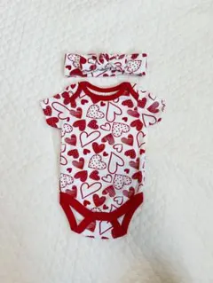 ハート ベビー 肌着 0m 3m 60 バレンタイン 新生児 リボン ターバン