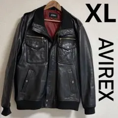 AVIREX ブラックレザー ジャケット XL 羊革