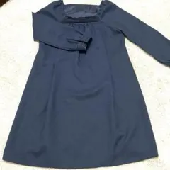 マタニティ　フォーマル長袖ワンピース　　卒園式入園式　ネイビー