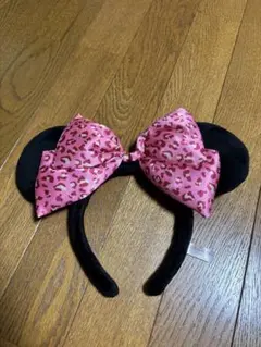ミニーマウス耳型カチューシャ ヒョウ柄