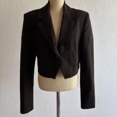 ZARA ブラウン チェック柄 クロップドジャケット