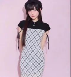 michelIMacaron モノグラムニットミニワンピ 一ス