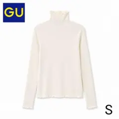 GU ジーユー リブタートルネックカットソー 長袖 S アイボリーのサムネイル