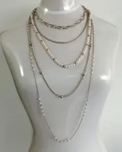 新品◆キラキラ パールの5連ネックレス◆