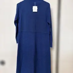 新品タグ付き ハイネック切替チュニックワンピース ネイビー L