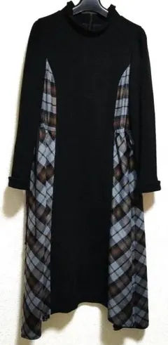 M'S GRACY ワンピース 黒 チェック ブルー