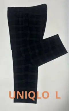 ユニクロ　UNIQLO グリーン系チェック　センタープレス　クロップドパンツ