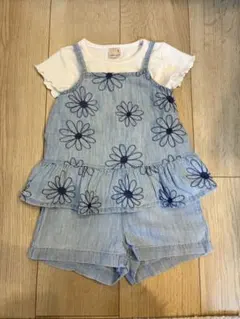 baby Gap 95cm花柄刺繍デニム風セットアップ　　2歳