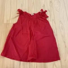 プティマイン 肩リボン ノースリーブ チュニック トップス 100