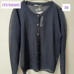 新品未使用　ITS'DEMO　クルーネック カーディガン　ネイビー 　38サイズ