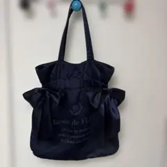 メゾンドフルール ダブルリボン トートバッグ 紺 推し活 うちわ