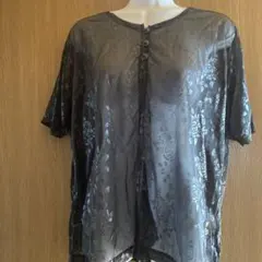 花柄透け感ボレロ風LLサイズ 黒　大きいサイズ