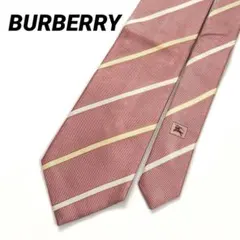 BURBERRY　バーバリー　ネクタイ　ストライプ　総柄　ピンク系