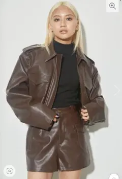 laguagem レザージャケット GU公式 | フェイクレザーライダースジャケットYT+E