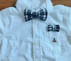 兄妹お揃い♡モノトーンチェック柄のキッズ蝶ネクタイ&ベビークリップ❁