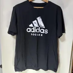 adidas アディダスサッカー Tシャツ XL ブラック大きめ