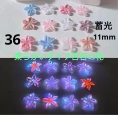 50個11mm柔らかいタイプ蓄光ラメ入り3D百合の花パーツMIXネイルDIY③⑥