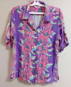 Peco Club 　PecoOriginal　花柄 半袖シャツ　パープルのサムネイル