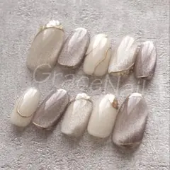 No.2172 現品販売！ネイルチップ　ブラウン/ベージュ/マグネット