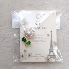 Free Angel 花 モチーフ ピンバッジ パールストーン かわいい