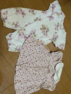 花柄ロンパース・ドレスセット　60〜70