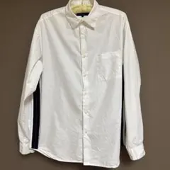コムサ　ホワイト 長袖シャツ Lサイズ サイドストライプ