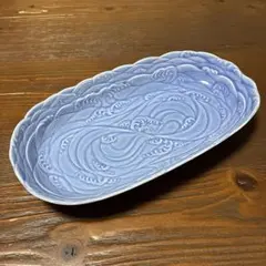 荒波彫刻楕円鉢　有田焼　大鉢　鉢　波模様 オーバル皿 楕円皿 和食器