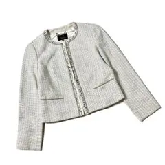 【美品】23区　ライトシャインツイード ノーカラージャケット　ラメ仕様　日本製