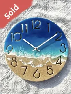 1105】オーシャンアート ウッドレジン サーフボード 時計 インテリア