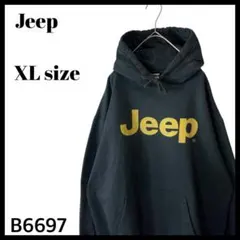 古着 企業系 Jeep ジープ ビッグロゴ パーカー フーディー 裏起毛 XL