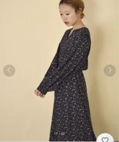 w closet 小花柄ボリューム袖ワンピース