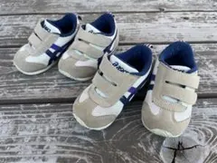 アシックス アイダホBABY4　ベージュ ネイビー　14.5cm 13.5cm