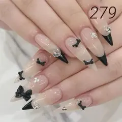 ネイルチップ　フレンチ　リボン　ワンホン　ベイビーブーマー　ビジュー