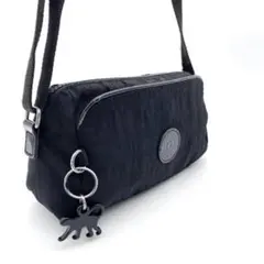 Kipling　ショルダーバック　斜め掛け　ナイロン　ブラック　猿チャーム