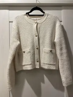 【美品】GU ツイードニットジャケット　ツイーディー金ボタン　フォーマル　XL.