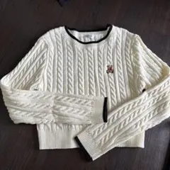 INGNI 長袖ニット クマ刺繍 ホワイト