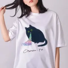 Orororo-ro. 黒猫 Tシャツ ホワイト Mサイズのサムネイル