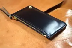 Horween社　クロムエクセル　カードケース　コインケース　黒　茶芯