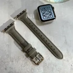 Apple Watch 本革 42/44/45mm グレー レザーバンド