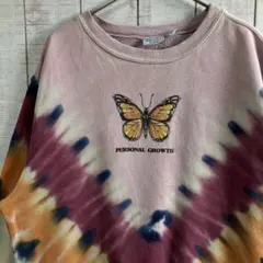 古着　長袖　スウェット 裏起毛　タイダイ　プリント　アメカジ ゆるだぼ