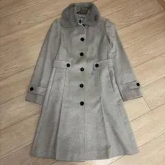 バーバリー　ファー付きグレー ロングコート　M クリーニング済み